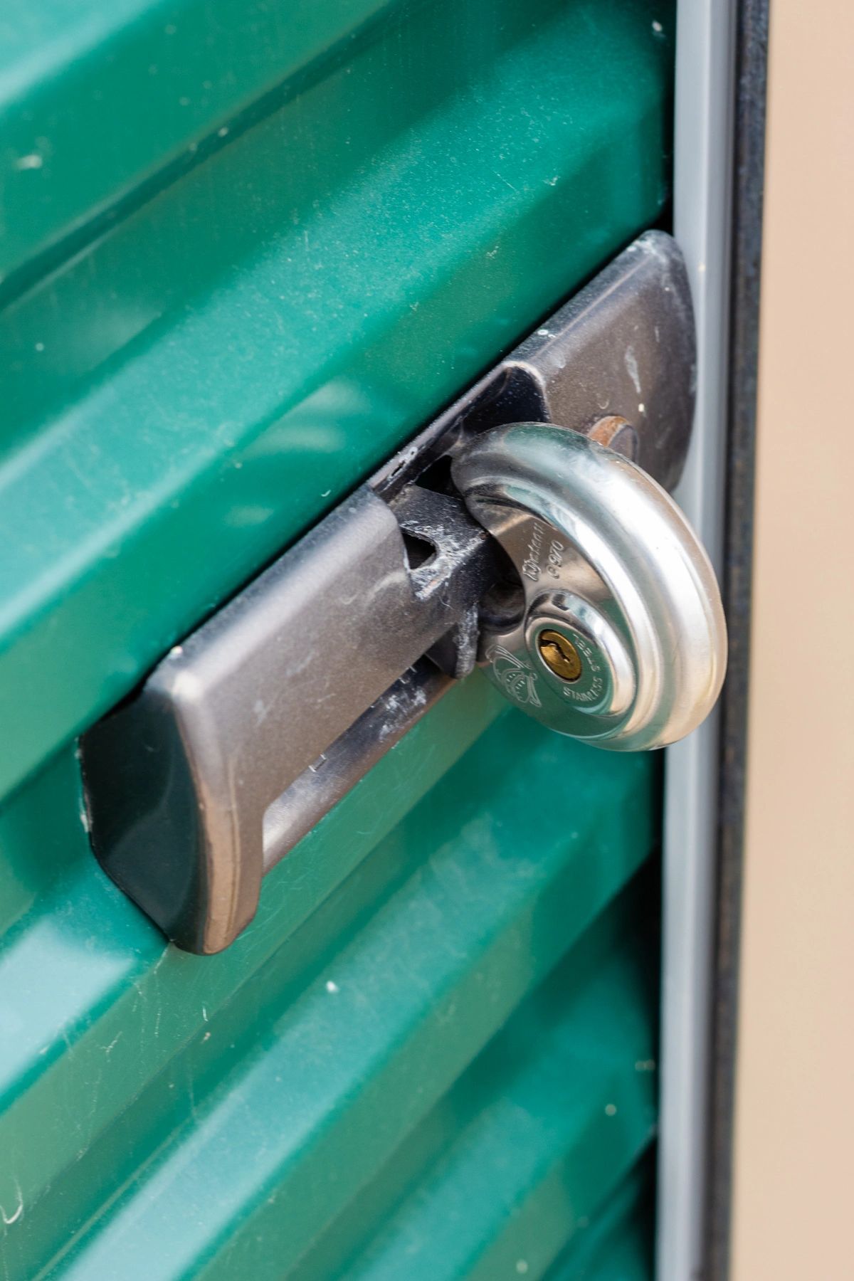 Frontier Self Storage  lock on roll up door
